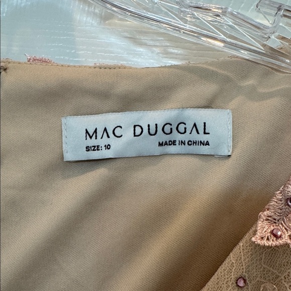 NWT Mac Duggal 70224 Pink Floral Applique Long Sleeve Illusion Gown Size 10 - Picture 6 of 10